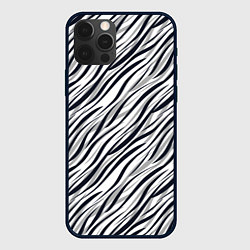Чехол для iPhone 12 Pro Черно-белый полосатый тигровый, цвет: 3D-черный