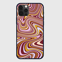 Чехол для iPhone 12 Pro Красно-золотые разводы красок паттерн, цвет: 3D-черный