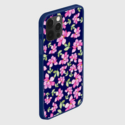 Чехол для iPhone 12 Pro Акварельные цветы Магнолии, цвет: 3D-тёмно-синий — фото 2