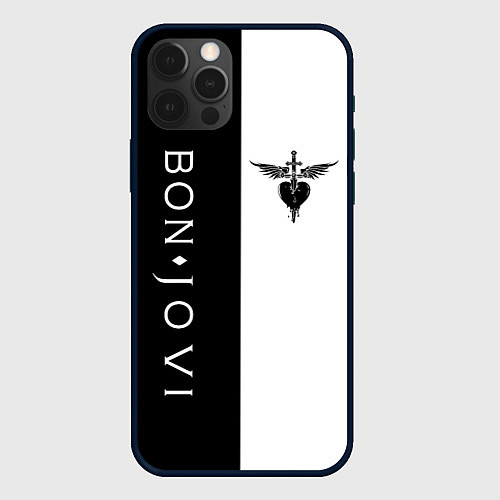 Чехол iPhone 12 Pro BON JOVI BLACK WHITE / 3D-Черный – фото 1