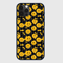 Чехол для iPhone 12 Pro Психоделические смайлы, цвет: 3D-черный