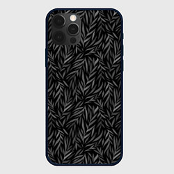 Чехол для iPhone 12 Pro Растительный орнамент черно-белый, цвет: 3D-черный