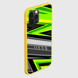 Чехол для iPhone 12 Pro Зеленые линии, цвет: 3D-желтый — фото 2