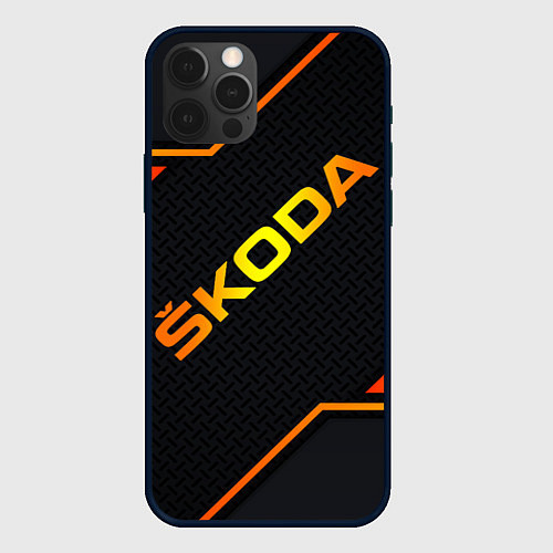 Чехол iPhone 12 Pro Skoda Gold Шкода / 3D-Черный – фото 1