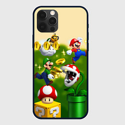 Чехол для iPhone 12 Pro Mario Coins, цвет: 3D-черный