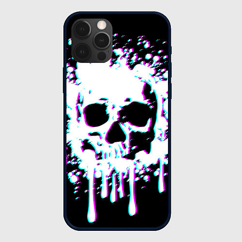 Чехол iPhone 12 Pro Мерцающий череп / 3D-Черный – фото 1