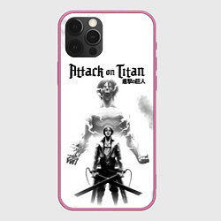 Чехол для iPhone 12 Pro Эрен и Титан Атака титанов, цвет: 3D-малиновый