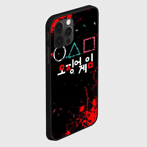 Чехол iPhone 12 Pro Игра в кальмара брызги крови / 3D-Черный – фото 2