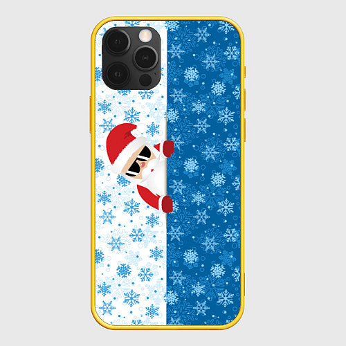 Чехол iPhone 12 Pro С Новым Годом дед мороз / 3D-Желтый – фото 1