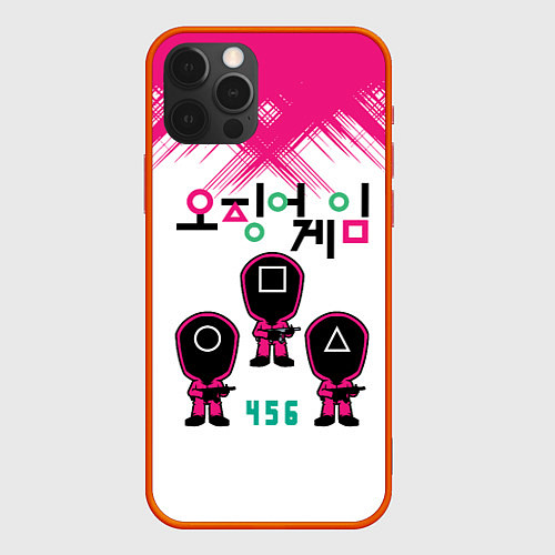 Чехол iPhone 12 Pro Игра в кальмара Люди в масках 456, / 3D-Красный – фото 1