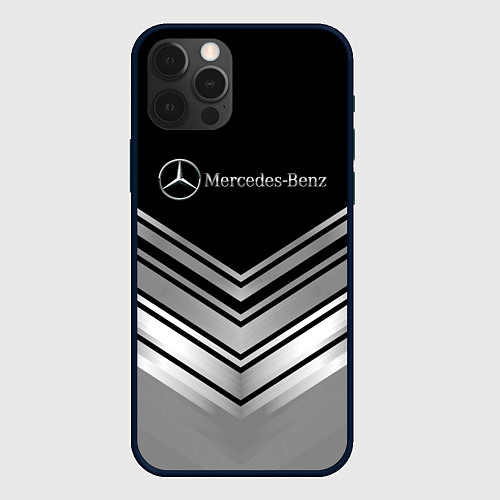 Чехол iPhone 12 Pro Mercedes-Benz Текстура / 3D-Черный – фото 1