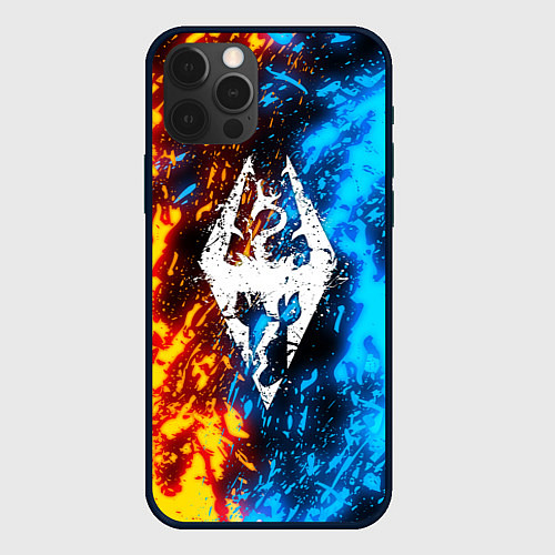 Чехол iPhone 12 Pro TES SKYRIM BATTLE FIRE БИТВА ОГНЕЙ / 3D-Черный – фото 1