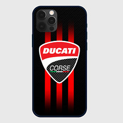 Чехол для iPhone 12 Pro DUCATI CARBON LOGO ITALY CONCERN, цвет: 3D-черный