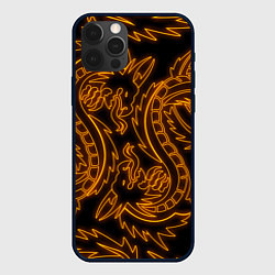 Чехол для iPhone 12 Pro ОГНЕННЫЕ ДРАКОНЫ НЕОН NEON FIRE DRAGONS, цвет: 3D-черный