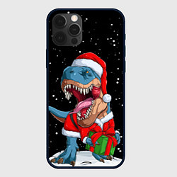 Чехол для iPhone 12 Pro Новогодний Динозавр, цвет: 3D-черный