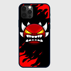 Чехол для iPhone 12 Pro Geometry Dash: Demon Red Fire, цвет: 3D-черный