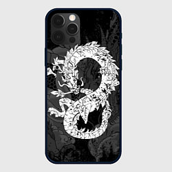 Чехол для iPhone 12 Pro Белый Дракон Гранж White Dragon, цвет: 3D-черный