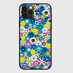 Чехол для iPhone 12 Pro Takashi Murakami Улыбающиеся цветы, цвет: 3D-черный