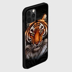 Чехол для iPhone 12 Pro Реалистичный тигр Realistic Tiger, цвет: 3D-черный — фото 2