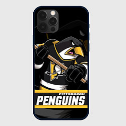 Чехол для iPhone 12 Pro Питтсбург Пингвинз, Pittsburgh Penguins, цвет: 3D-черный