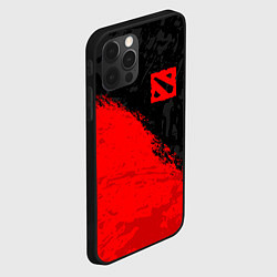 Чехол для iPhone 12 Pro DOTA 2 RED LOGO, БРЫЗГИ КРАСОК, цвет: 3D-черный — фото 2