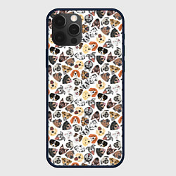 Чехол для iPhone 12 Pro Разные Породы собаки, цвет: 3D-черный