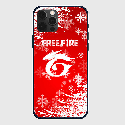 Чехол iPhone 12 Pro Free Fire - Новогодний / 3D-Черный – фото 1