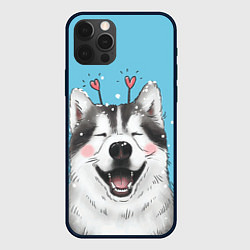Чехол для iPhone 12 Pro Веселая хаски, цвет: 3D-черный