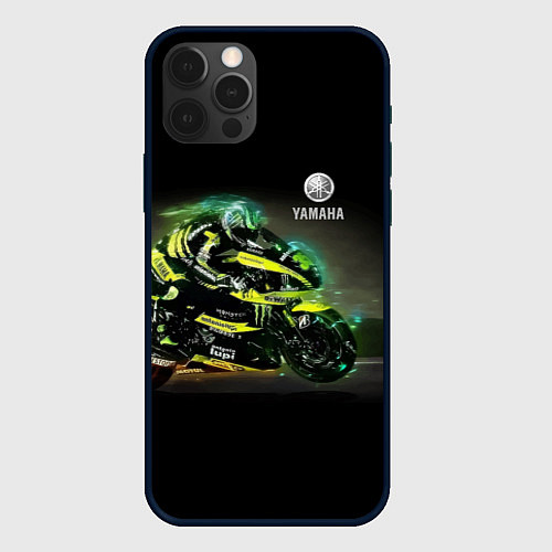 Чехол iPhone 12 Pro YAMAHA - famous racing team! / 3D-Черный – фото 1