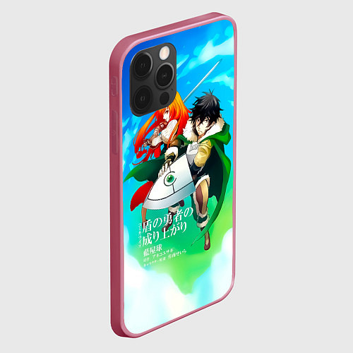 Чехол iPhone 12 Pro The Rising of the Shield Hero - Наофуми и Рафталия / 3D-Малиновый – фото 2