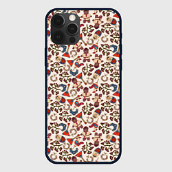 Чехол для iPhone 12 Pro Россия паттерн светлый, цвет: 3D-черный