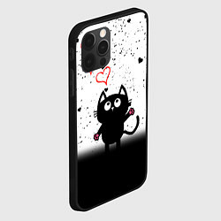 Чехол для iPhone 12 Pro Котик в тумане Сердечки, цвет: 3D-черный — фото 2