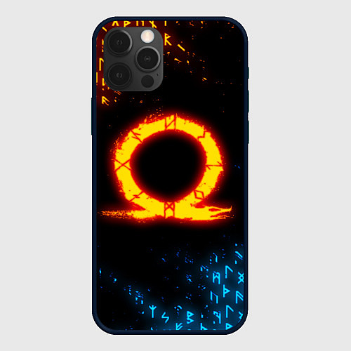 Чехол iPhone 12 Pro GOD OF WAR CRATOS FIRE SYMBOL RUNE / 3D-Черный – фото 1