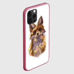 Чехол для iPhone 12 Pro Fox with a garland, цвет: 3D-малиновый — фото 2