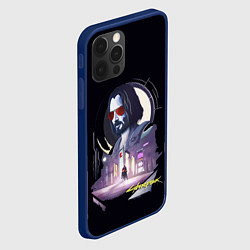 Чехол для iPhone 12 Pro Cyberpunk 2077 Киану в игре, цвет: 3D-тёмно-синий — фото 2