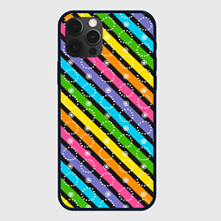 Чехол для iPhone 12 Pro Радужные полосы микс, цвет: 3D-черный