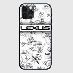 Чехол для iPhone 12 Pro LEXUS BIG EMBLEMA PATTERN, цвет: 3D-черный