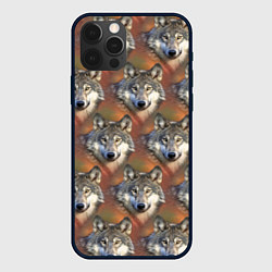Чехол для iPhone 12 Pro Волки Wolfs паттерн, цвет: 3D-черный