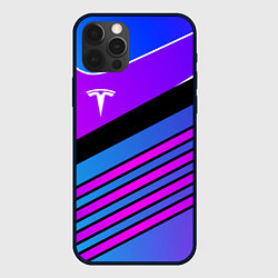 Чехол для iPhone 12 Pro TESLA - NEON STYLE ТЕСЛА НЕОН, цвет: 3D-черный