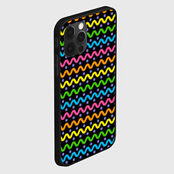 Чехол для iPhone 12 Pro Разноцветные волнистые линии, цвет: 3D-черный — фото 2