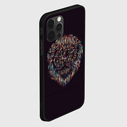 Чехол для iPhone 12 Pro Красочный неоновый лев, цвет: 3D-черный — фото 2