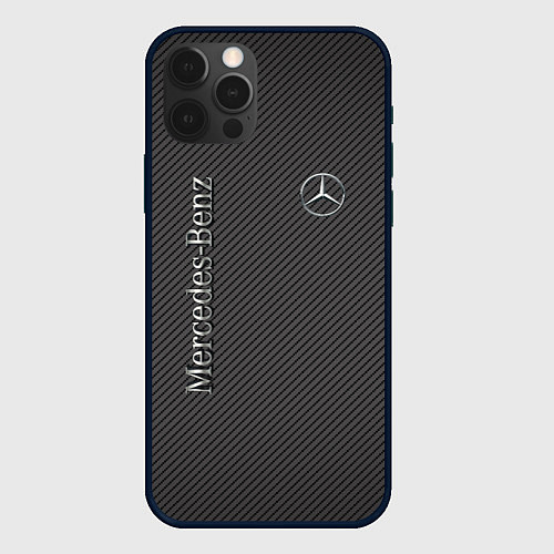 Чехол iPhone 12 Pro Mercedes карбоновые полосы / 3D-Черный – фото 1