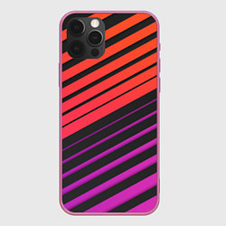 Чехол для iPhone 12 Pro Линии градиентGradient Polygon Lines, цвет: 3D-малиновый
