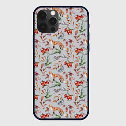 Чехол для iPhone 12 Pro Лисы и лесные ягоды, цвет: 3D-черный