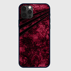 Чехол для iPhone 12 Pro Мраморный бордовый текстурированный узор, цвет: 3D-черный