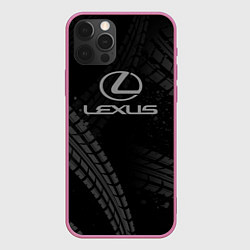 Чехол для iPhone 12 Pro Lexus следы шин, цвет: 3D-малиновый