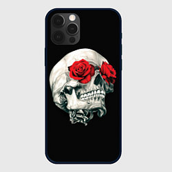 Чехол для iPhone 12 Pro Череп Розы, цвет: 3D-черный
