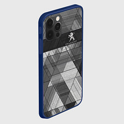 Чехол для iPhone 12 Pro Peugeot много оттенков серого, цвет: 3D-тёмно-синий — фото 2