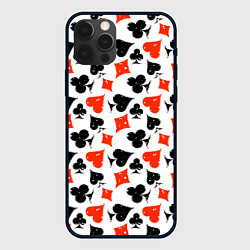 Чехол для iPhone 12 Pro Пика, Черва, Крестя, Бубна, цвет: 3D-черный