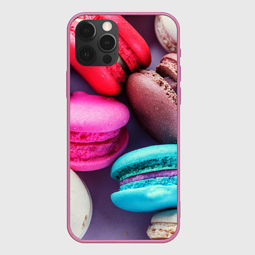 Чехол iPhone 12 Pro Colorful Macaroons / 3D-Малиновый – фото 1